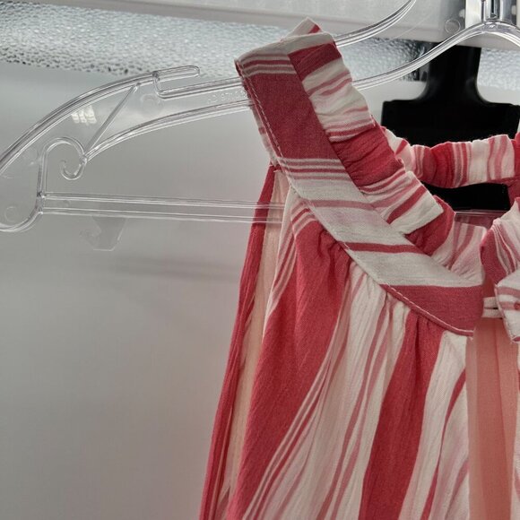 Gibson Women's Striped A-Line Dress Halter Pink/White Size XS Zip - Picture 4 of 8
